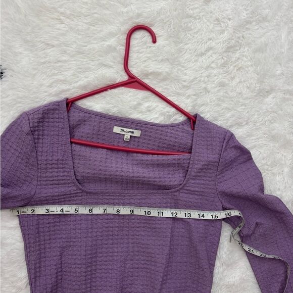 Madewell Squared Neck Textured Long Sleeve Crop Top Size M - Picture 7 of 9